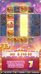 Wild Coaster · Membaca bilah parameter saldo, nominal taruhan, serta tombol pengatur putaran di panel kontrol bawah.